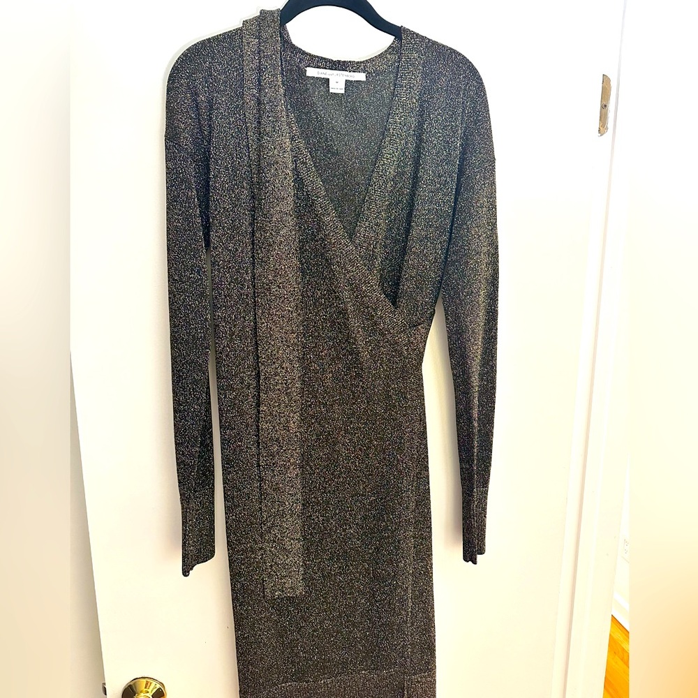DVF sparkle wrap dress size medium.